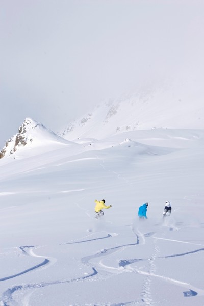 Jake Koia, Robbie Walker and Nick Brown enjoying fresh tracks